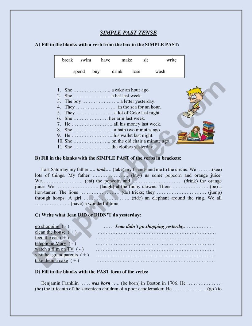 PAST SIMPLE TENSE worksheet