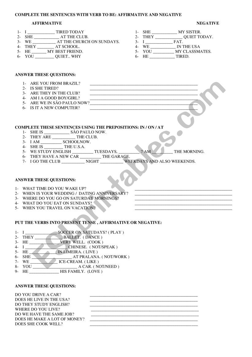 Grammar Review worksheet