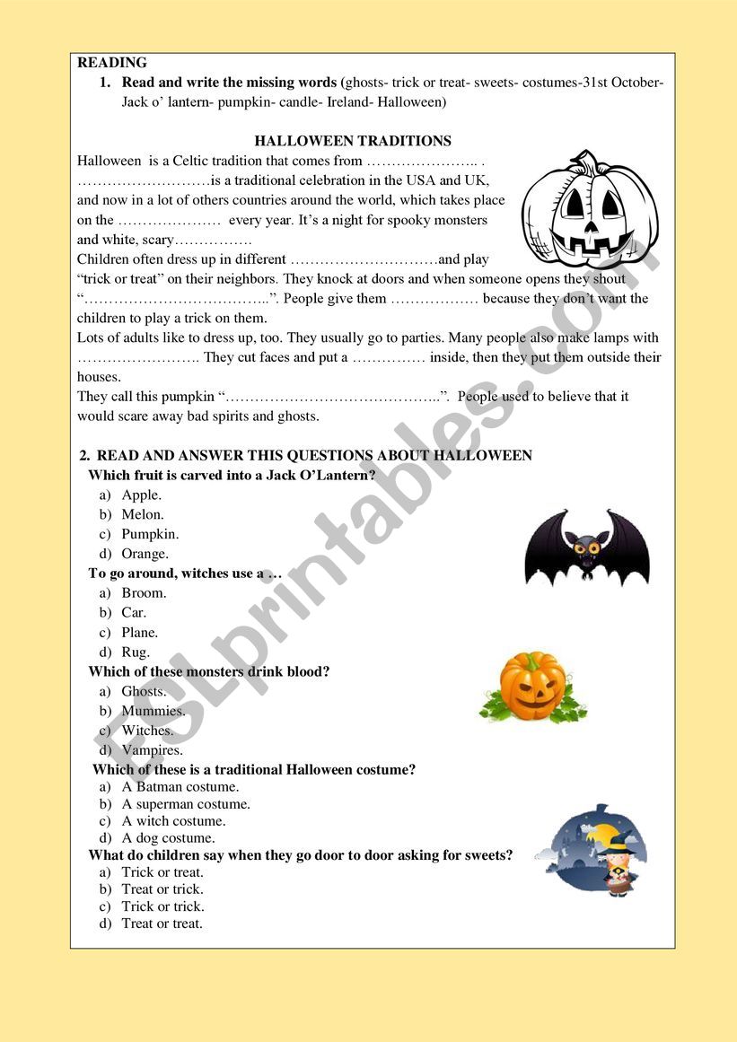 Story about Halloween  worksheet