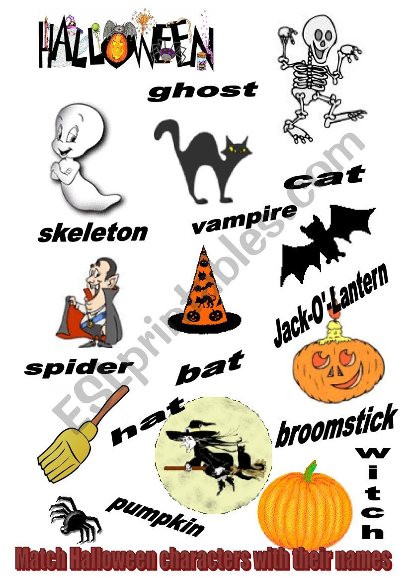 Halloween characters worksheet