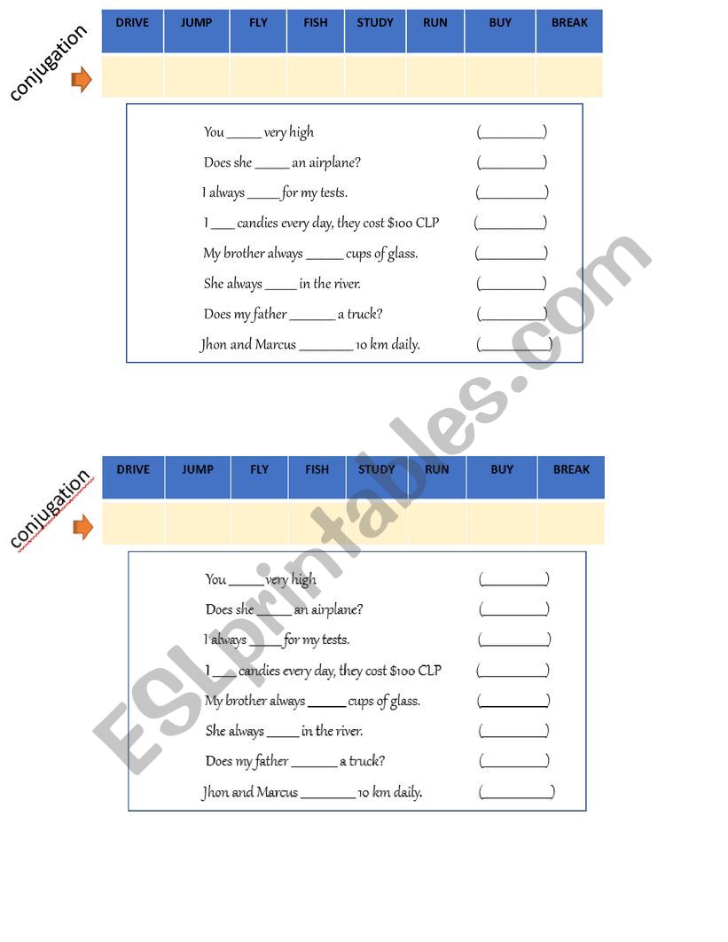 Present Simple practice worksheet