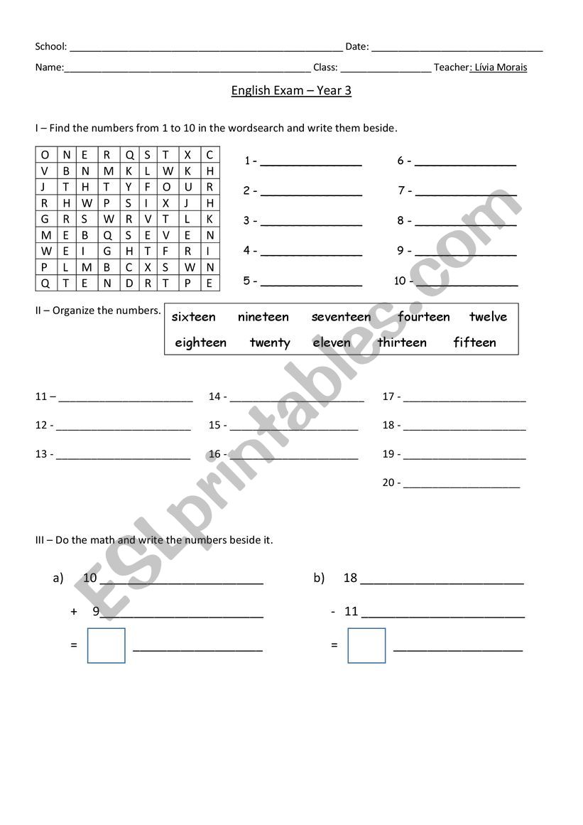 Numbers, Colors and To be worksheet