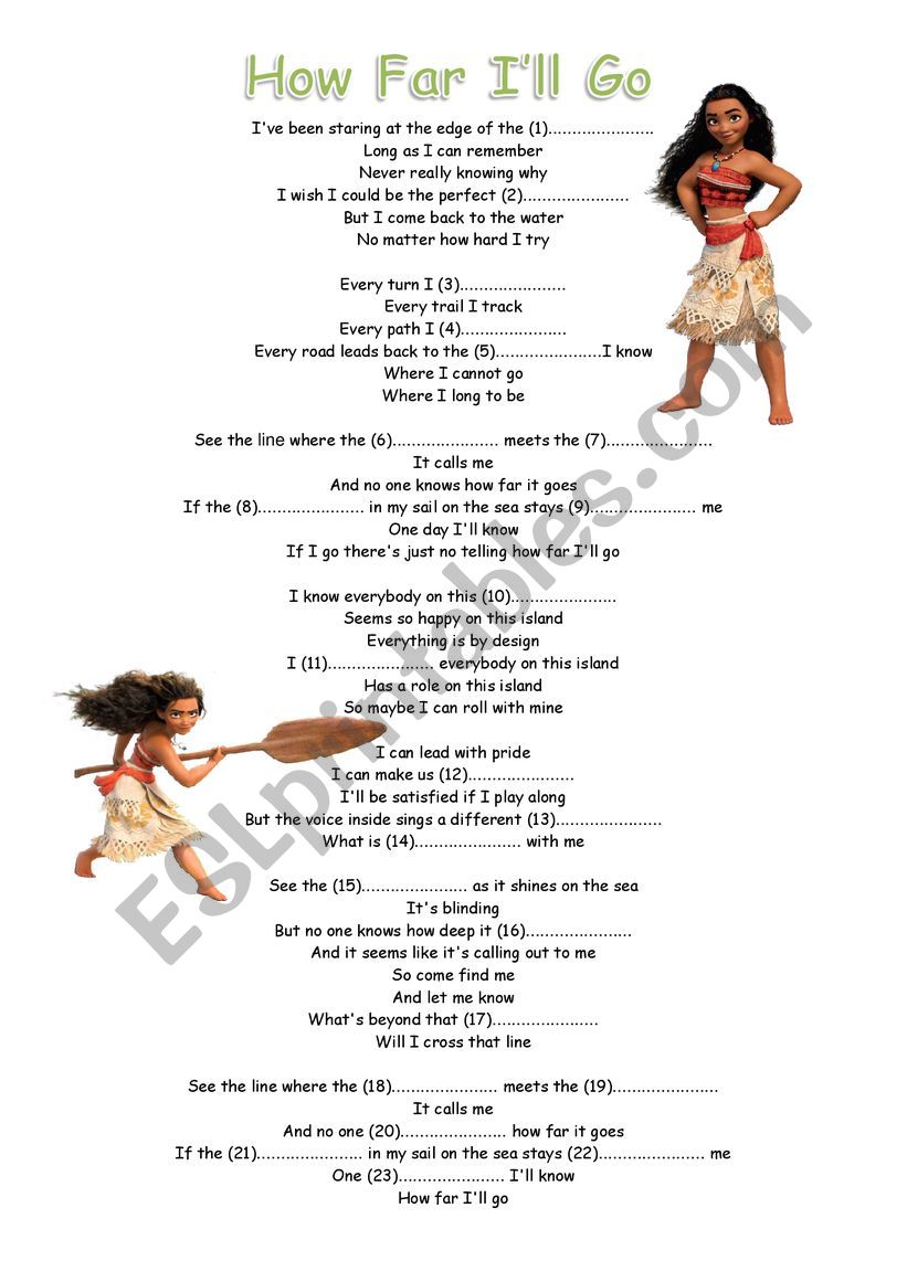 Moana - listening worksheet