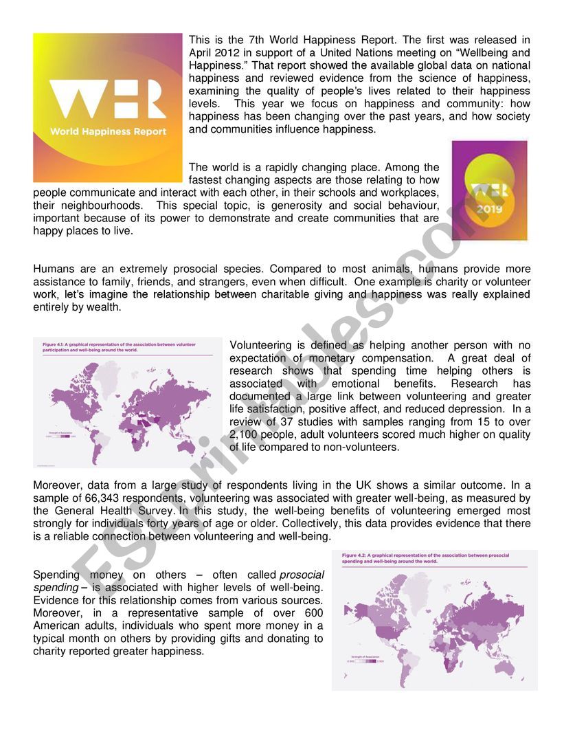 Reading/Speaking - World Happiness Report - Happiest Countries on Earth