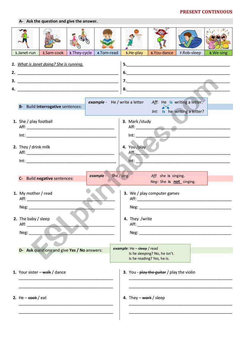 PRESENT CONTINUOUS - Worksheet