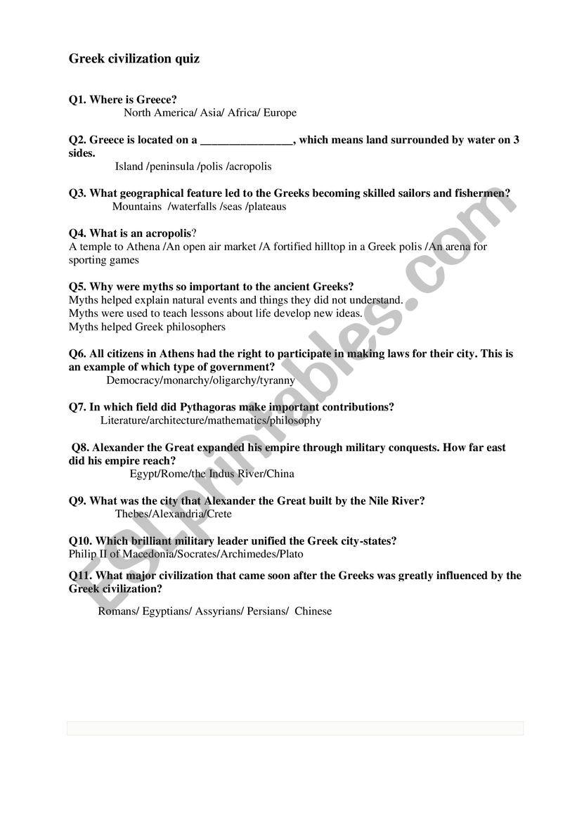 Quiz worksheet