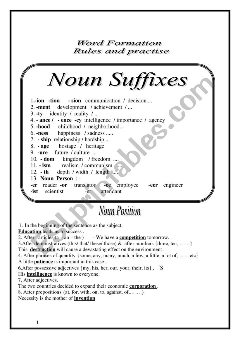 Word Formation  worksheet