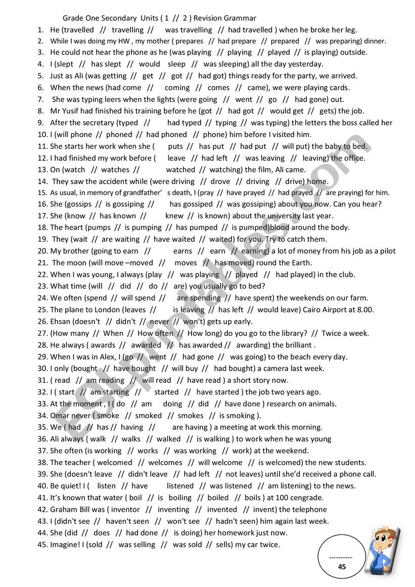 mixed tenses worksheet