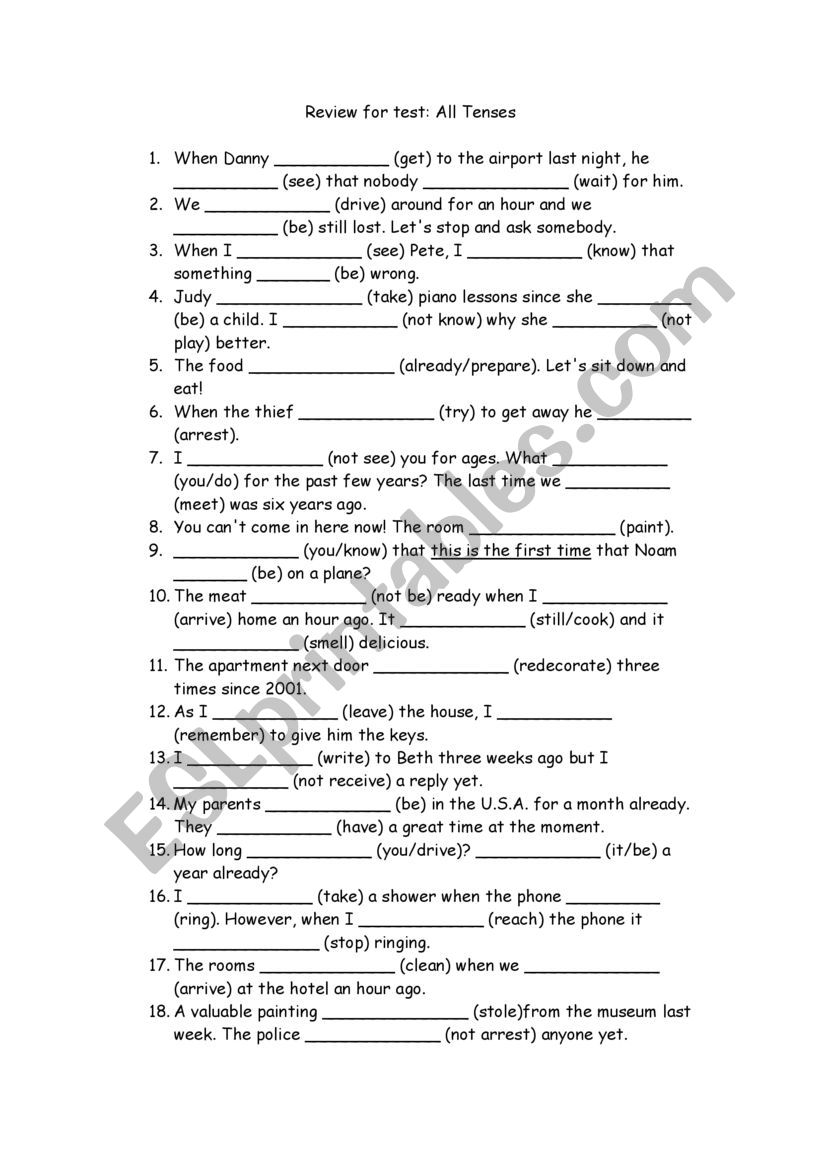 simple tenses practice worksheet