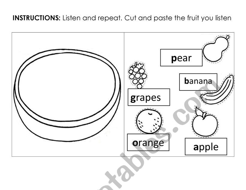 Fruits  worksheet