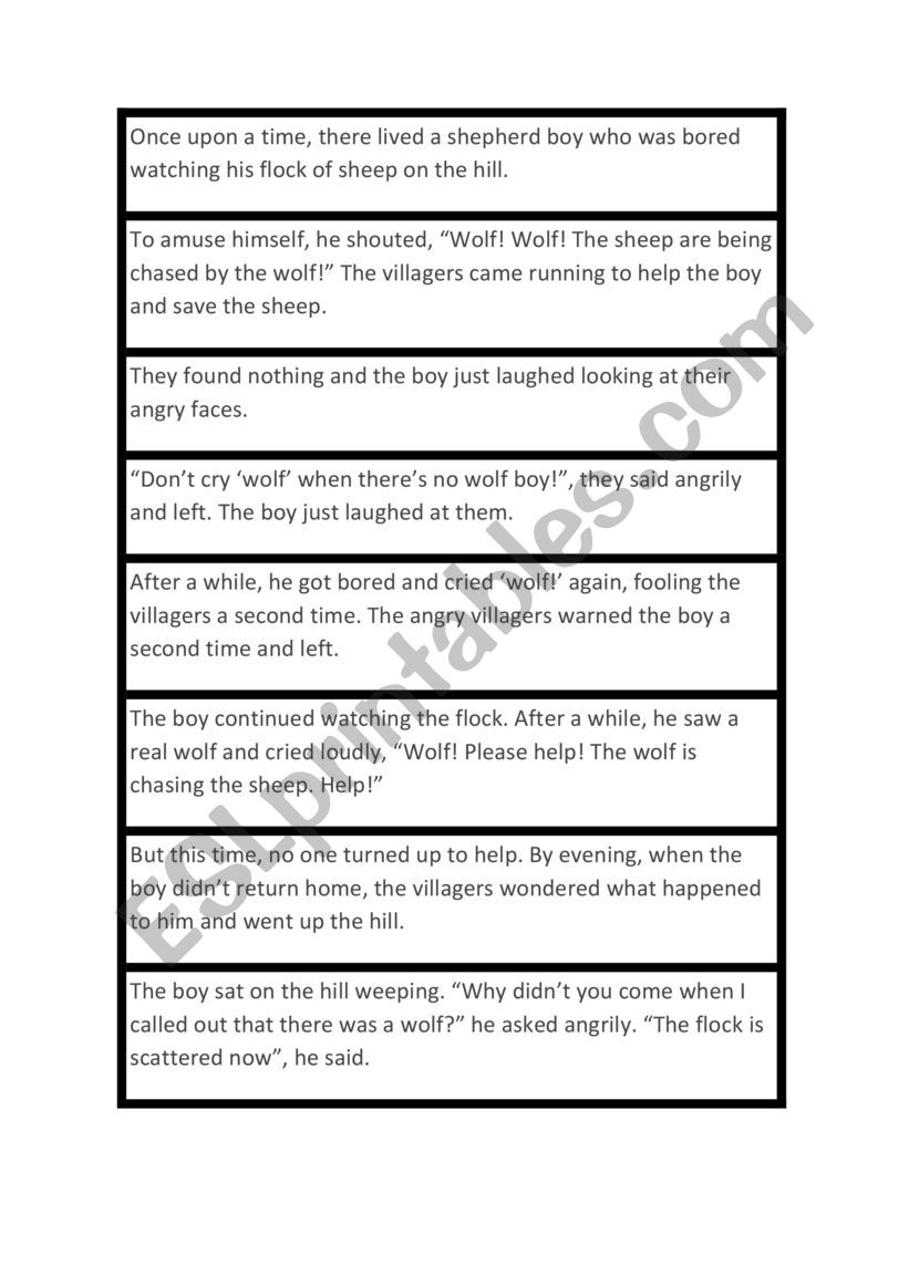 stories to order worksheet