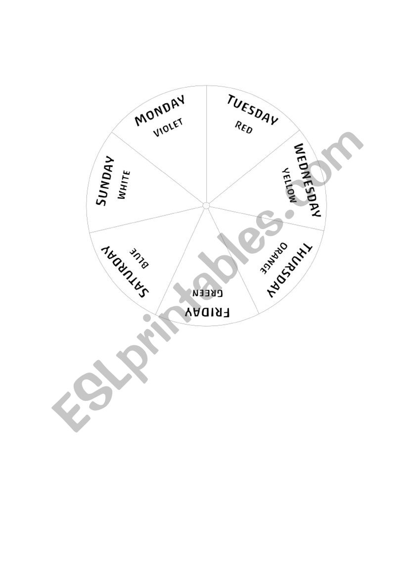wheel days of the week  worksheet
