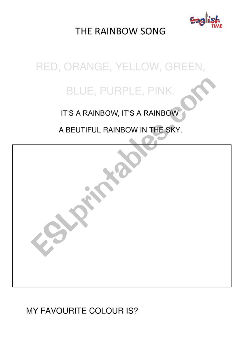 The rainbow song worksheet
