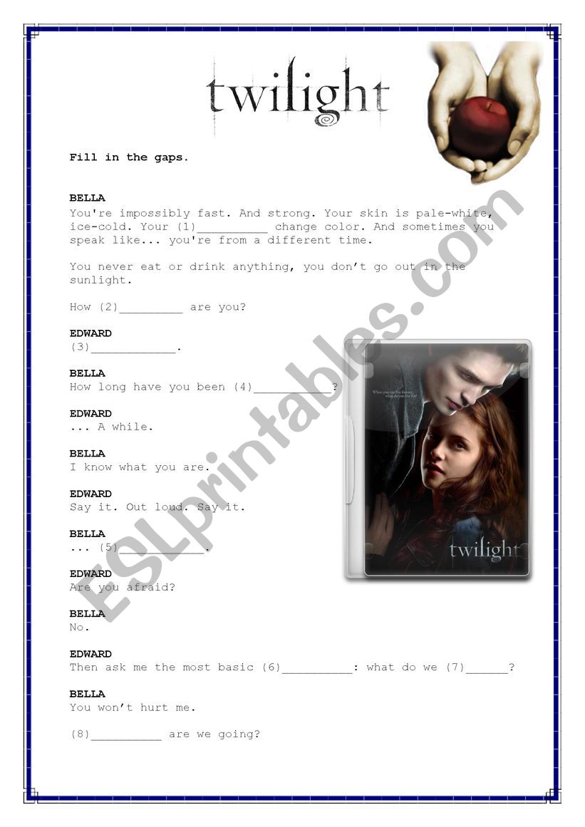 Twilight - forest scene worksheet