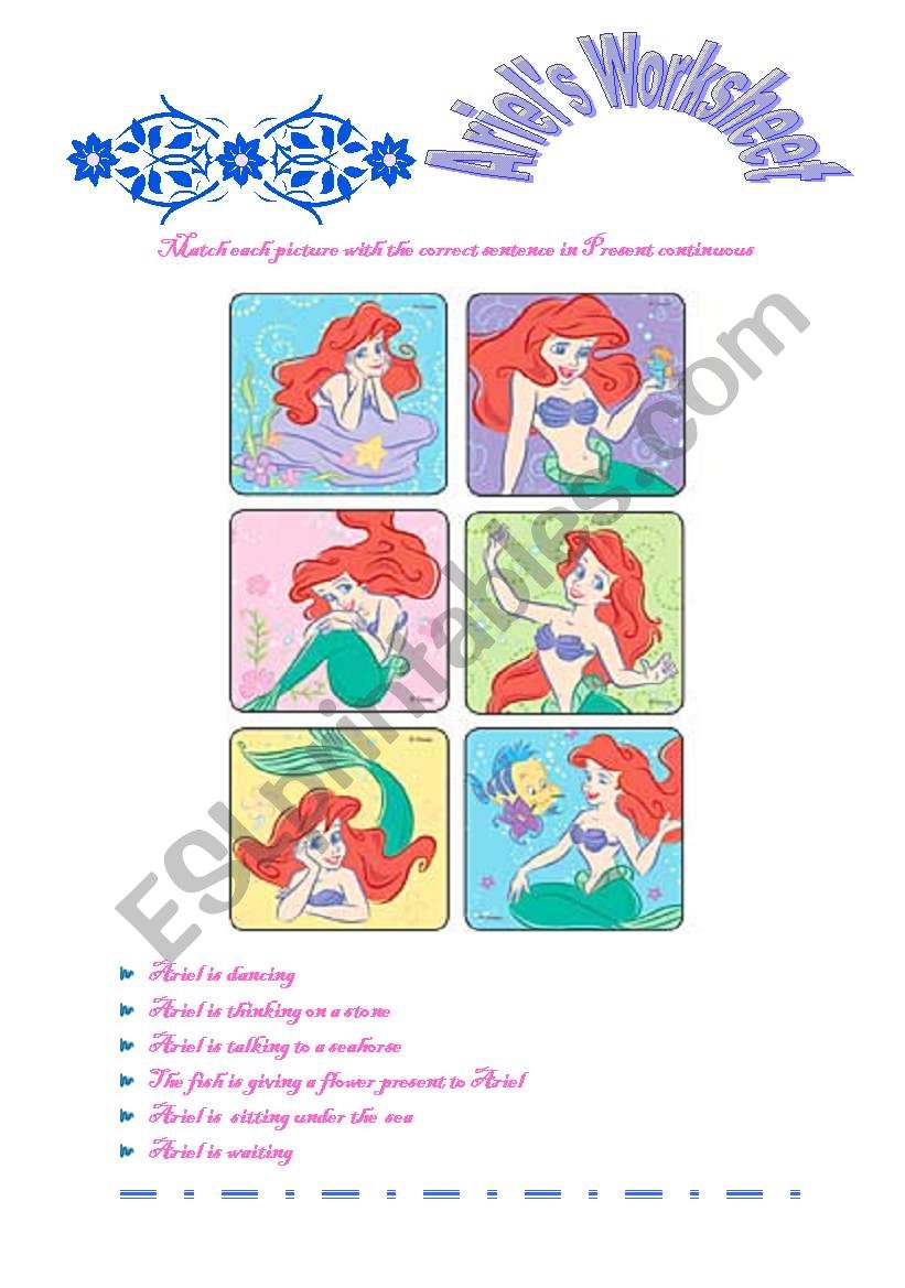 ARIEL´S WORKSHEET 2 - ESL worksheet by anyteacher