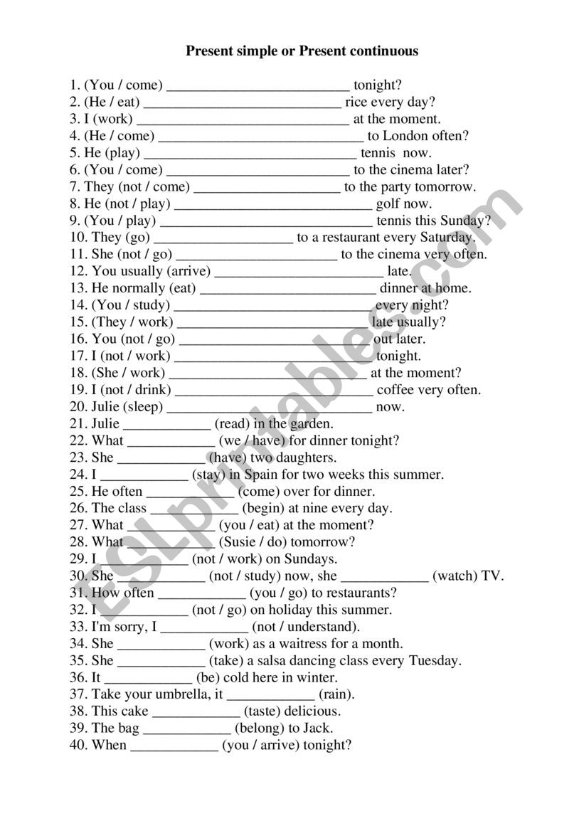 Present simple or Present continuous