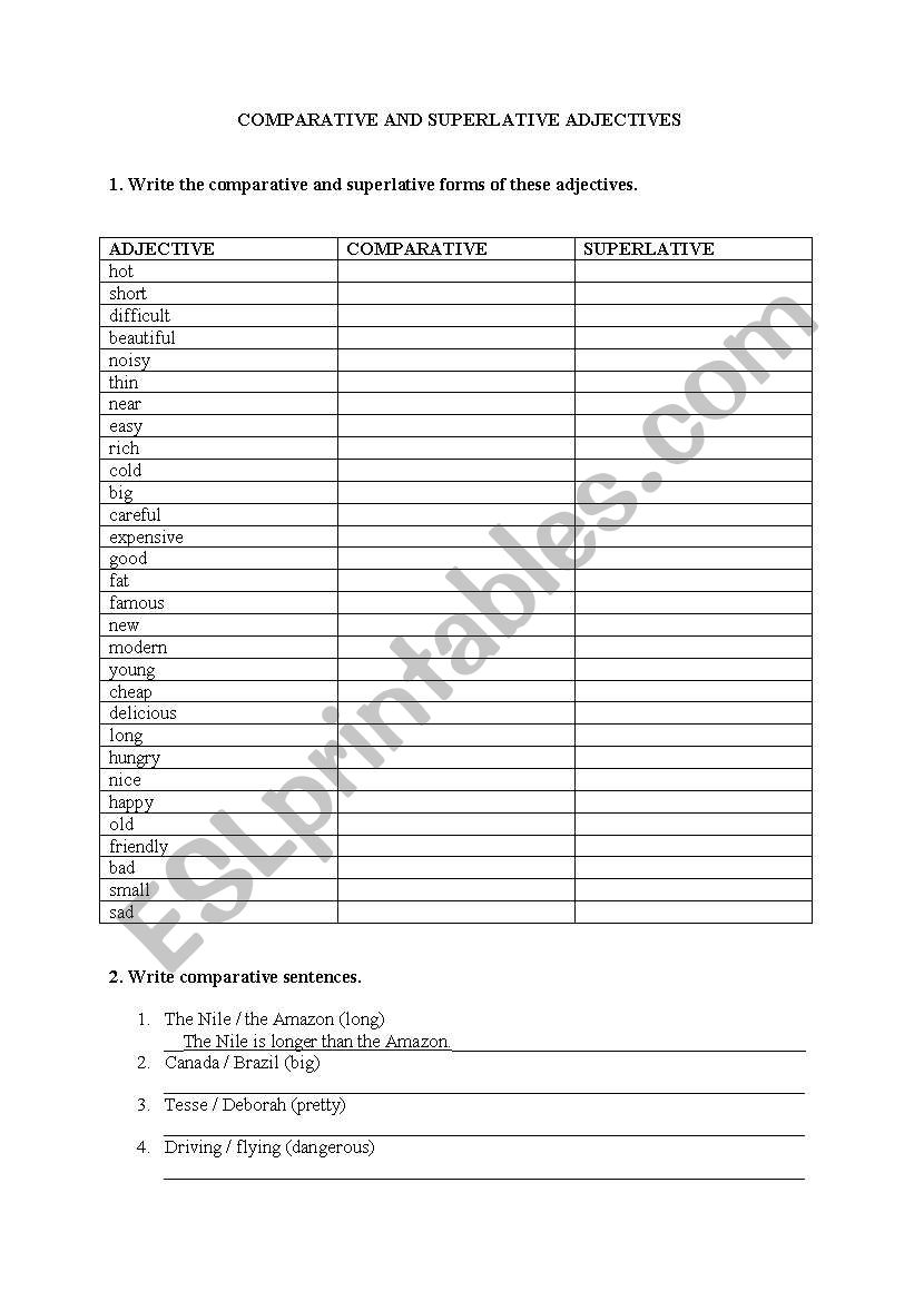 Comparatives and superlatives of adjectives
