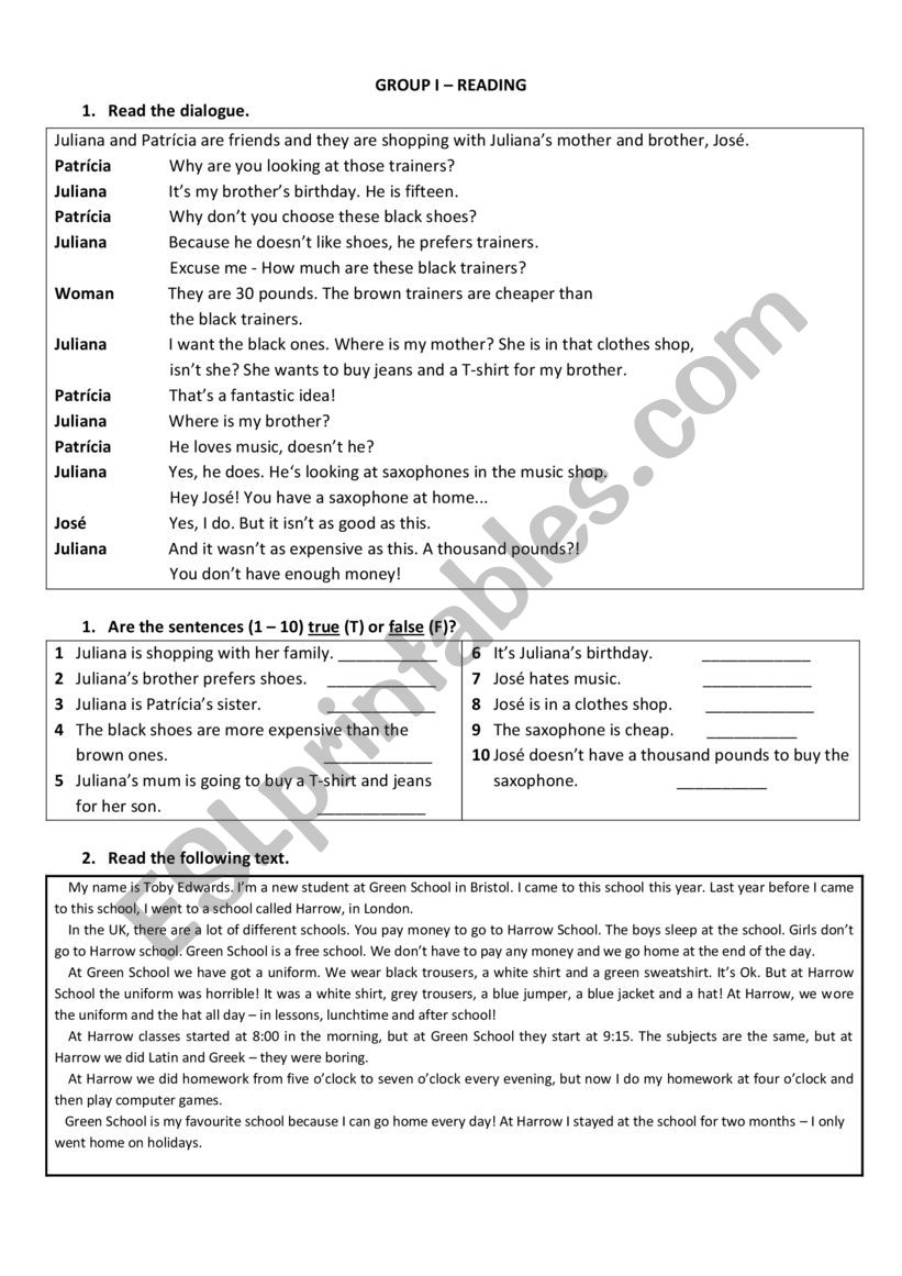 English Test 6th grade worksheet