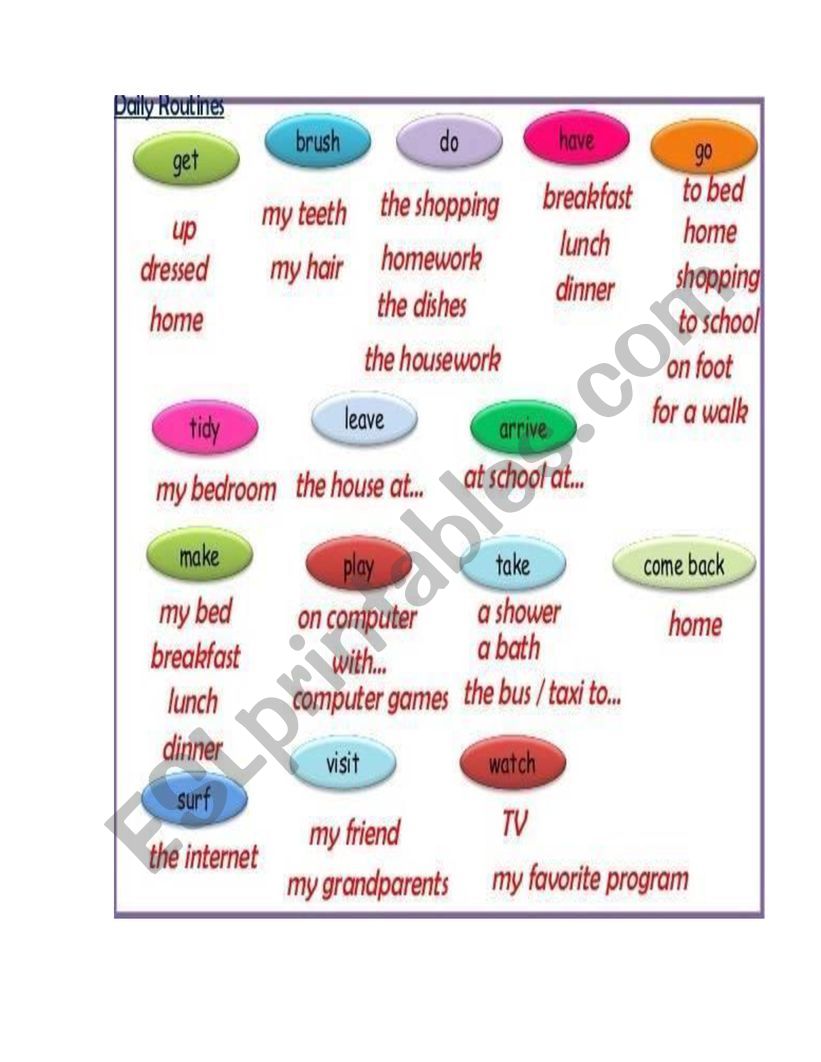 My daily Routine worksheet