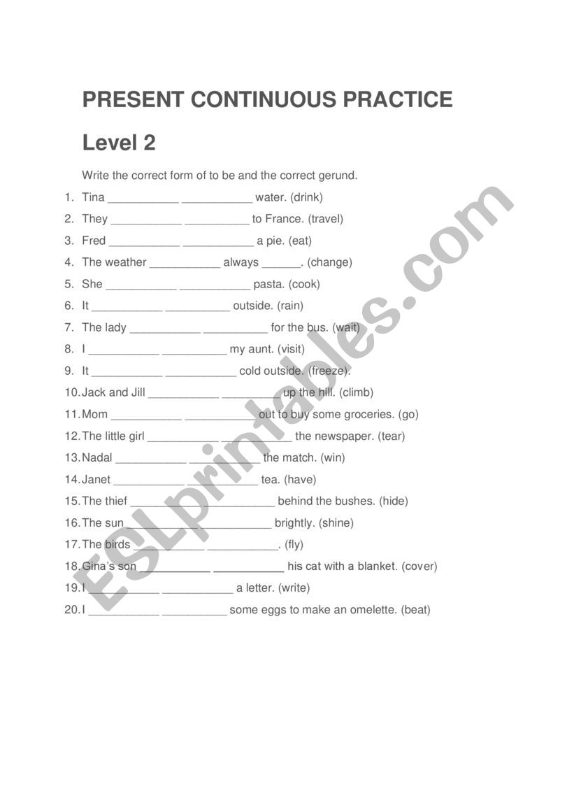 Present Continuous worksheet