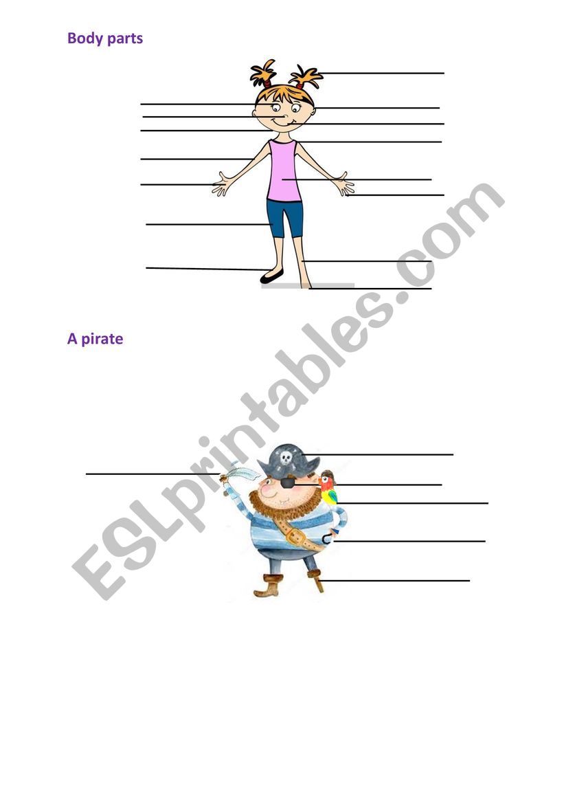 Body parts worksheet