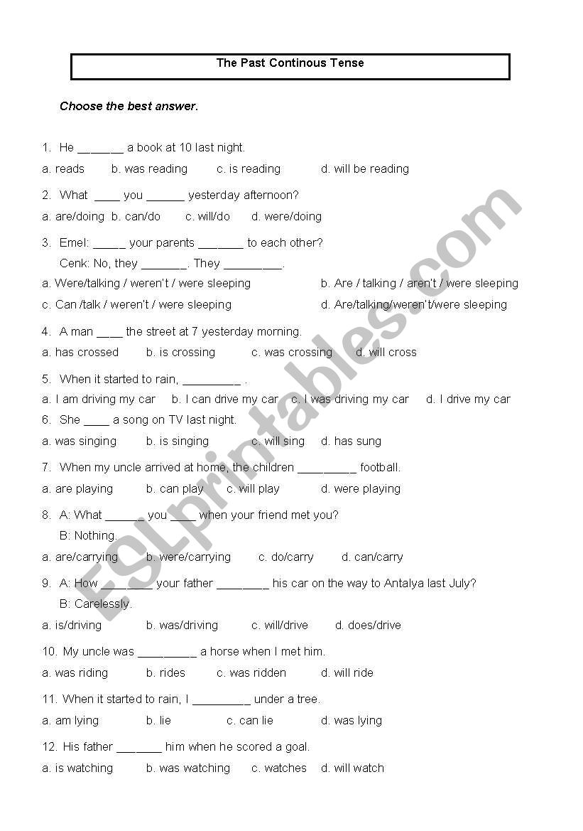 The Past Continuous Tense worksheet