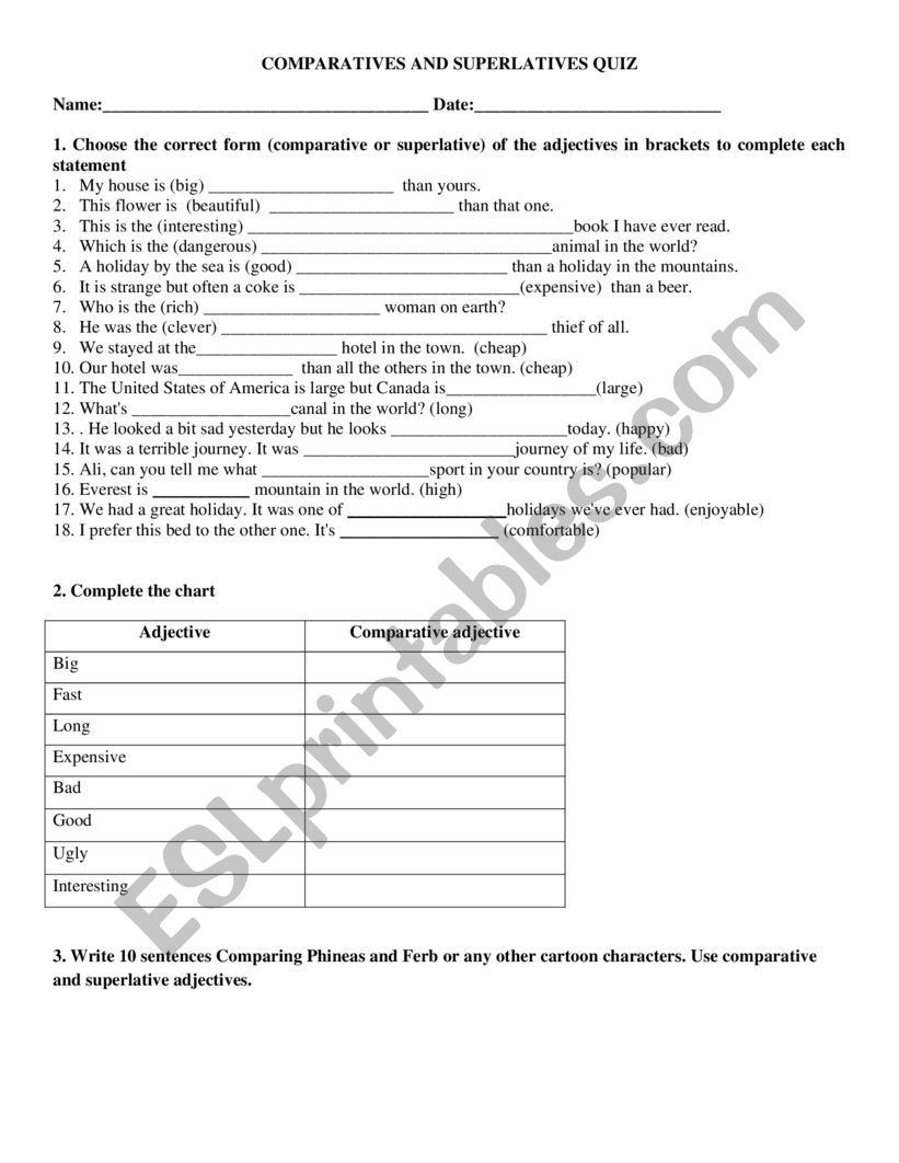 Comparatives and superlatives quiz. Fully editable!