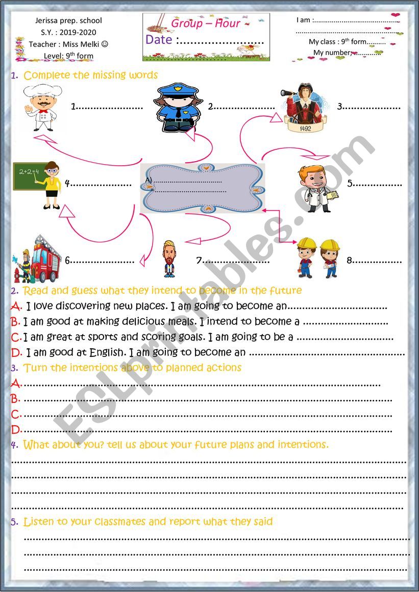 Consolidation 9th form (intention vs planned action)