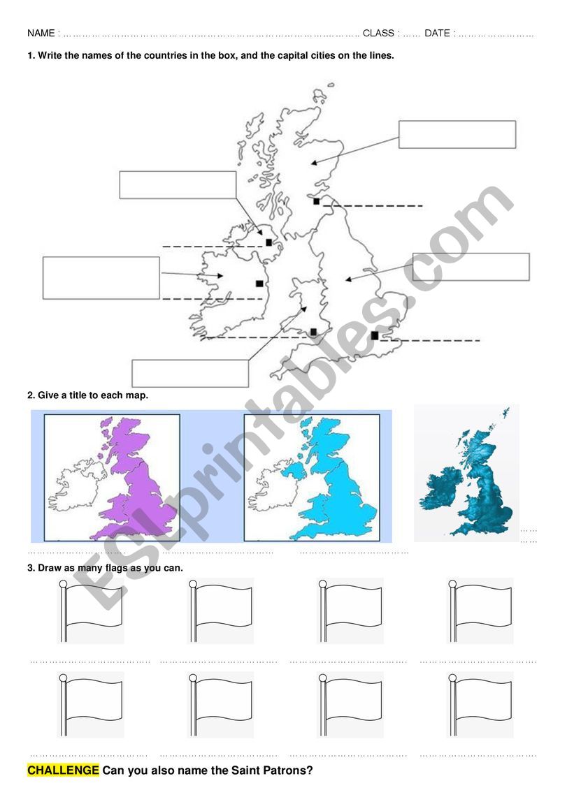 British Isles Test worksheet