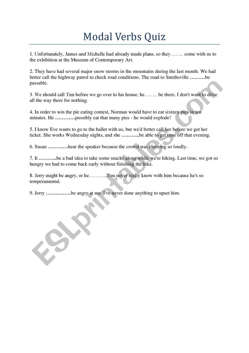 model verbs quiz worksheet