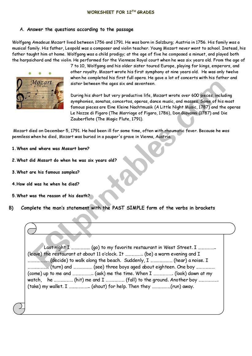 past simple worksheet