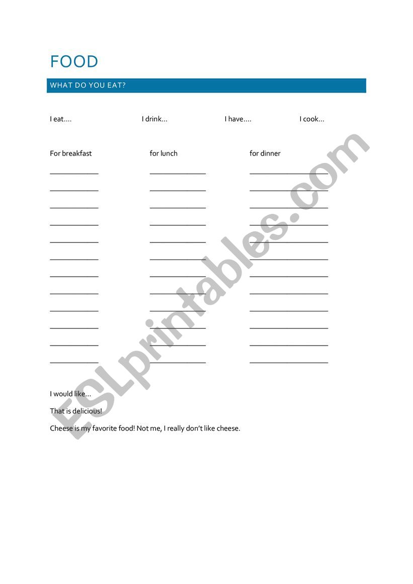Food worksheet