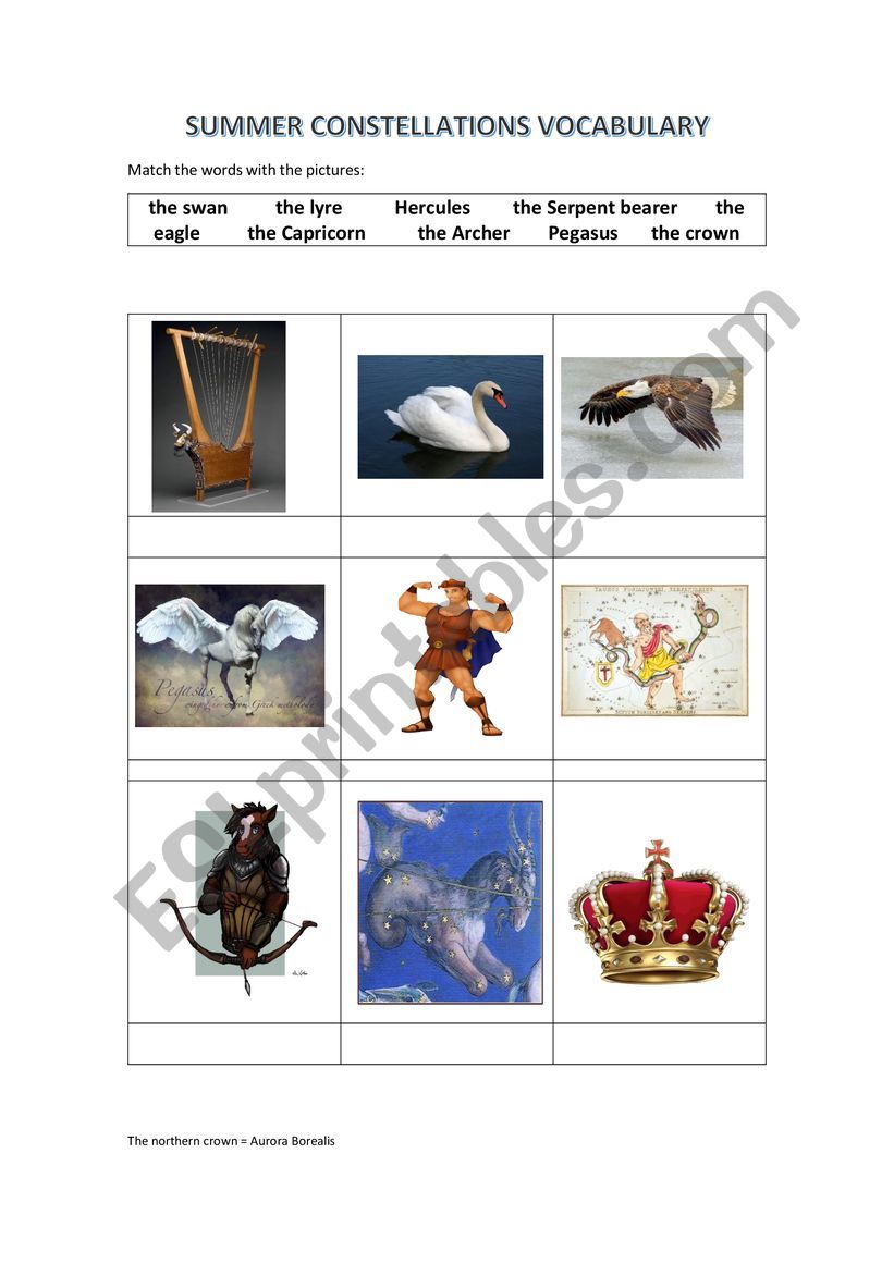 CONSTELLATIONS worksheet