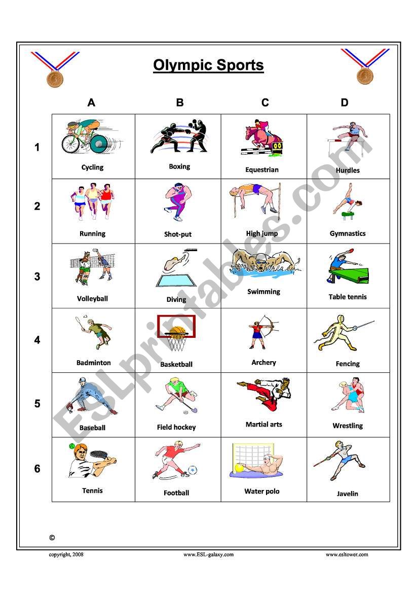 Olympic sports worksheet