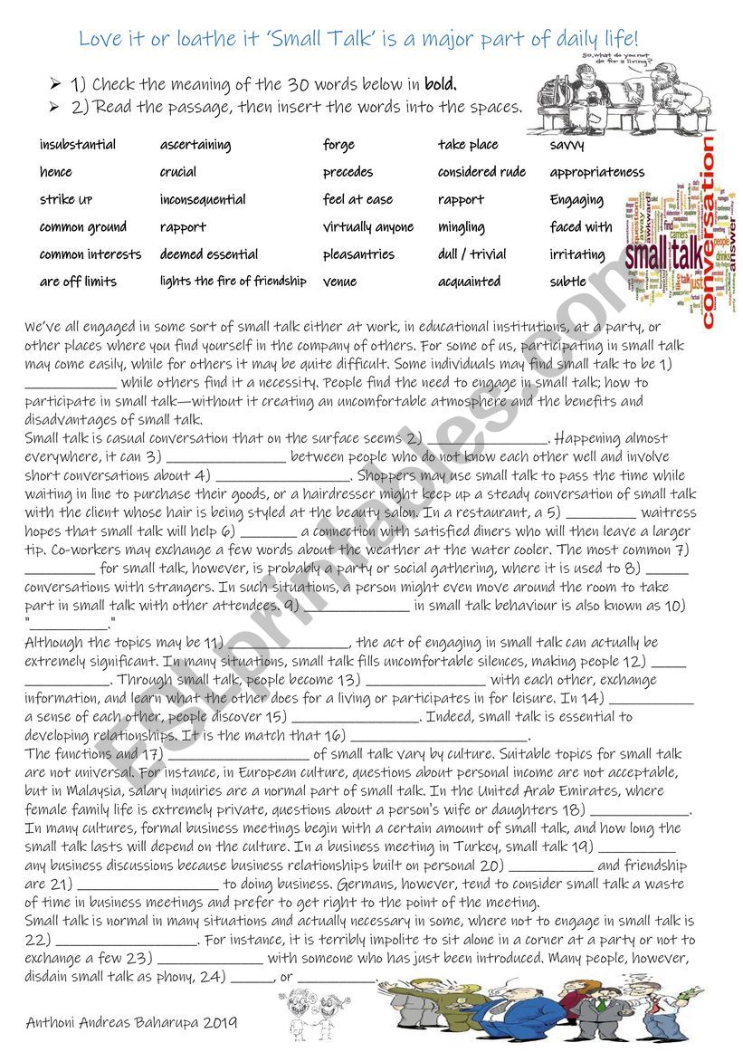 Love it or loathe it â€˜Small Talkâ€™ is a major part of daily life!