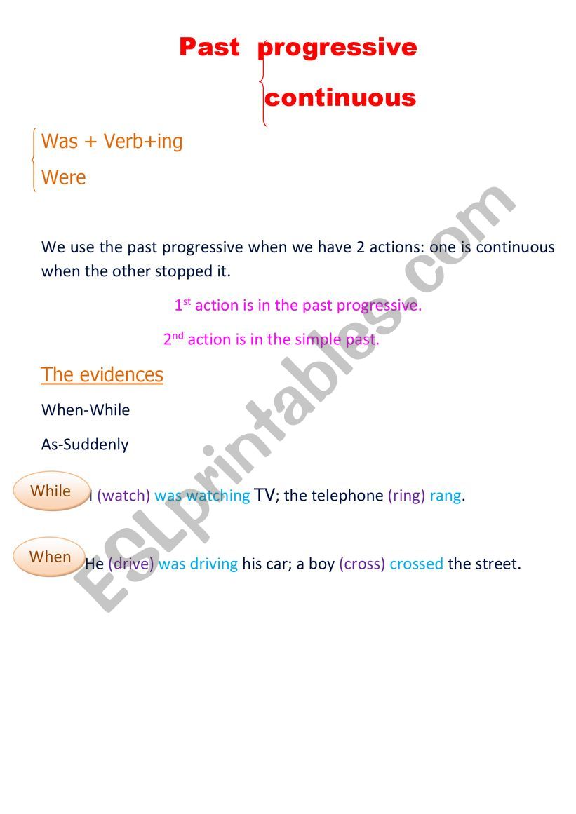past progressive worksheet