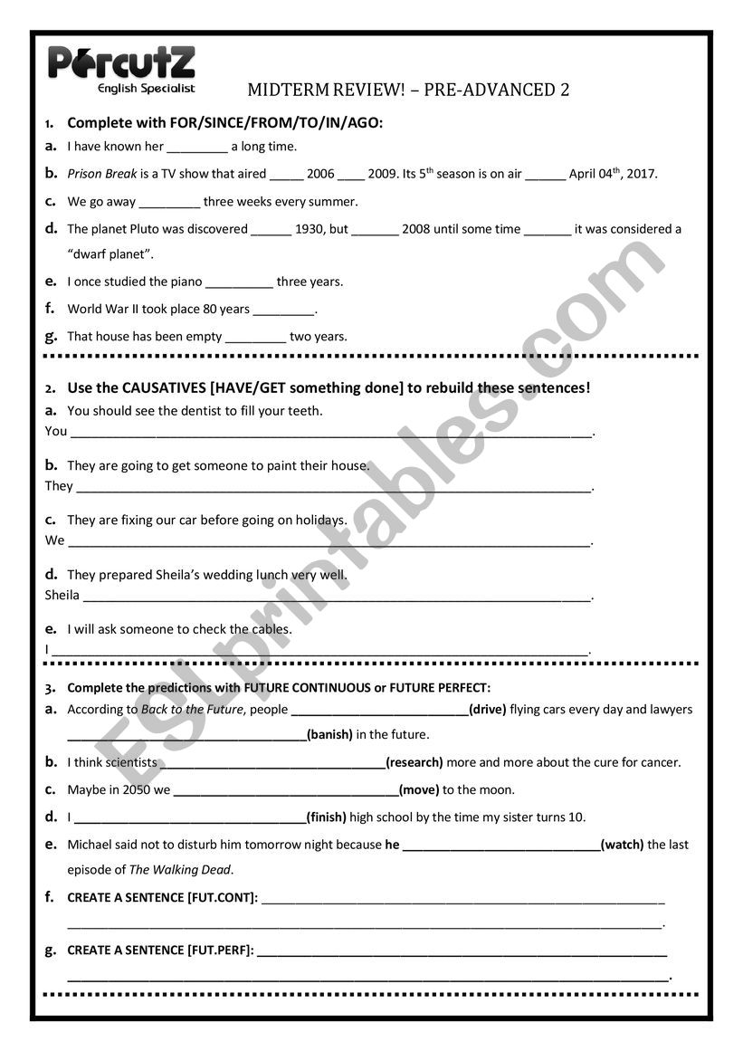 Grammar review worksheet worksheet