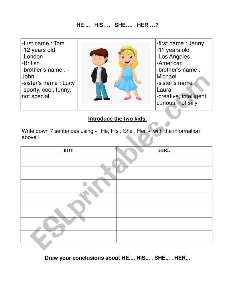 He-His-She-Her worksheet