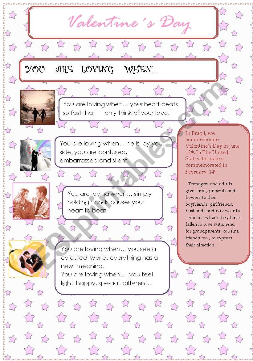 You are loving when... worksheet