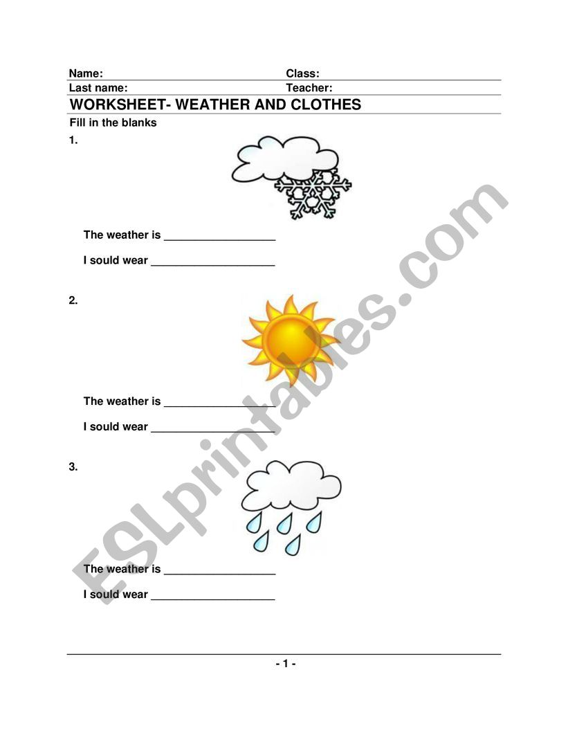 Weather and Clothes worksheet