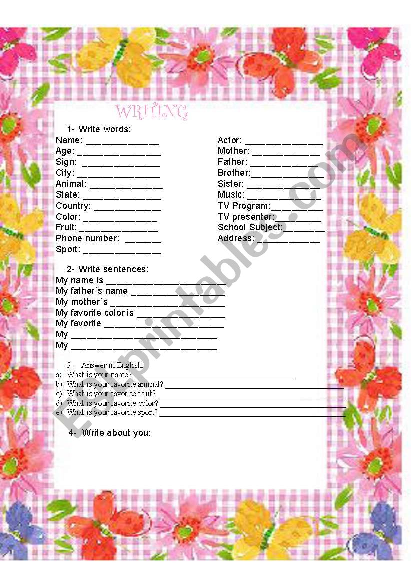    Wrinting Words worksheet