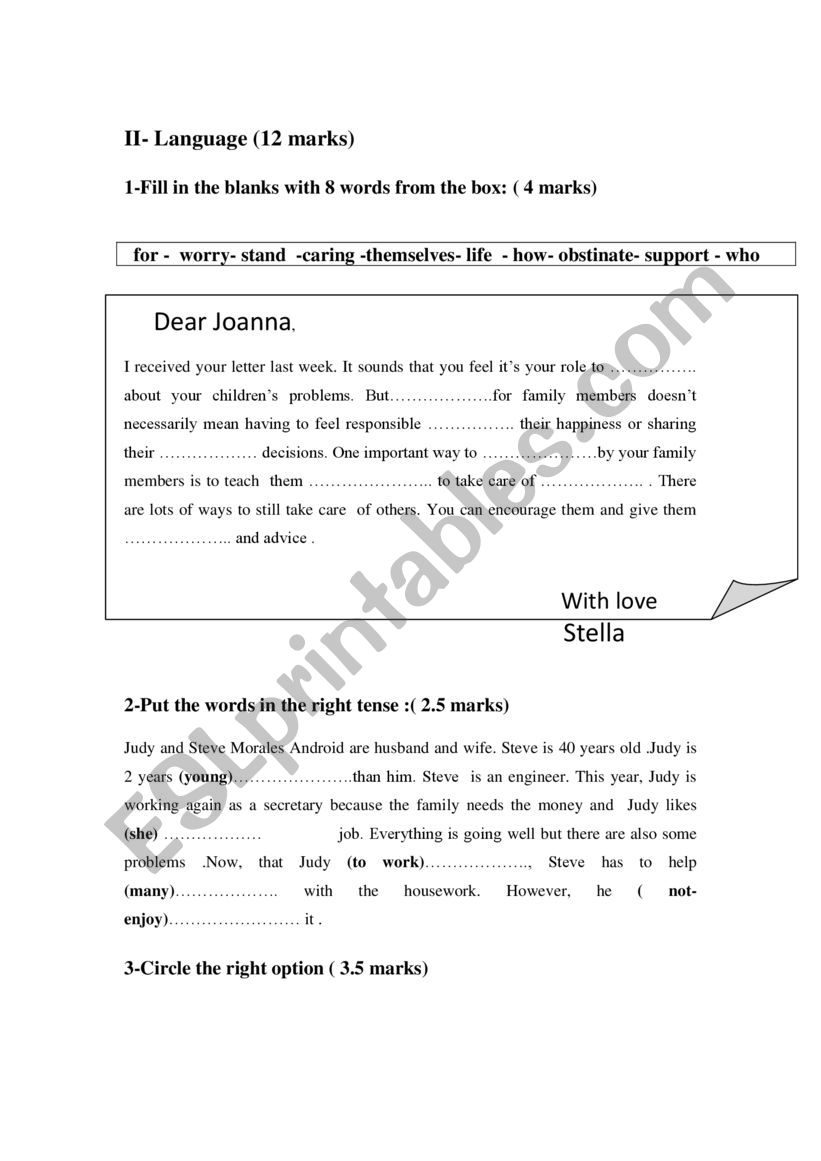 language for 9th form worksheet