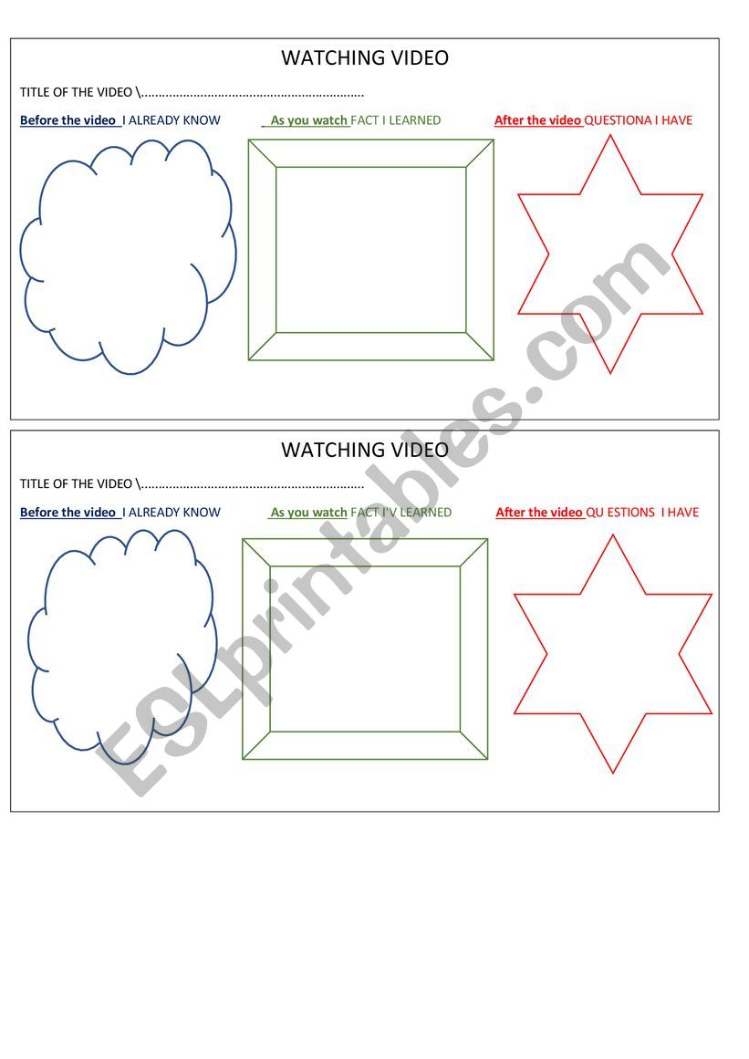 watching video strategy  worksheet