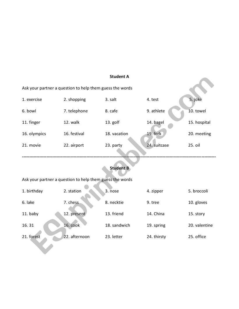 Guess the Word 1 worksheet