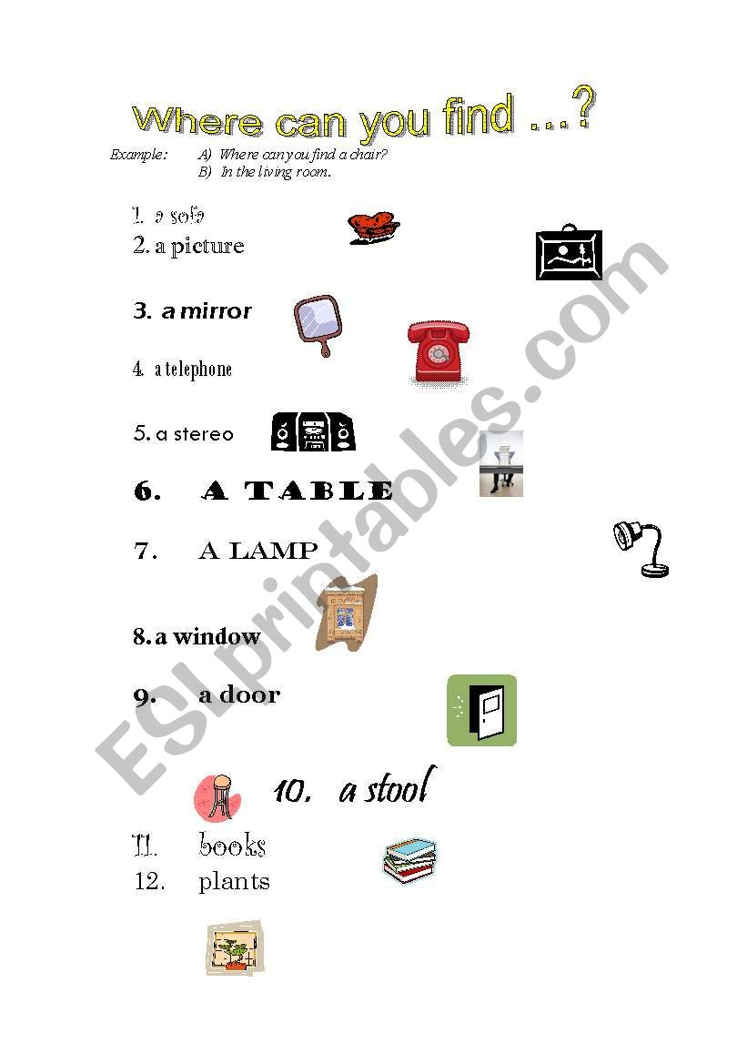 Where can you find? worksheet
