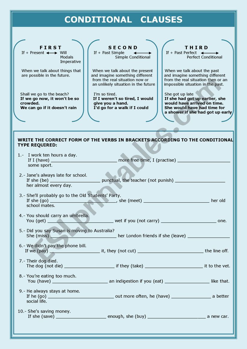 Conditionals worksheet