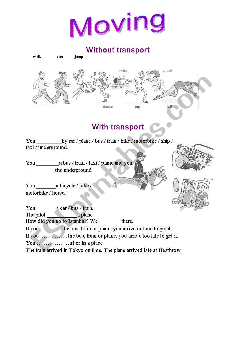Moving and transport worksheet