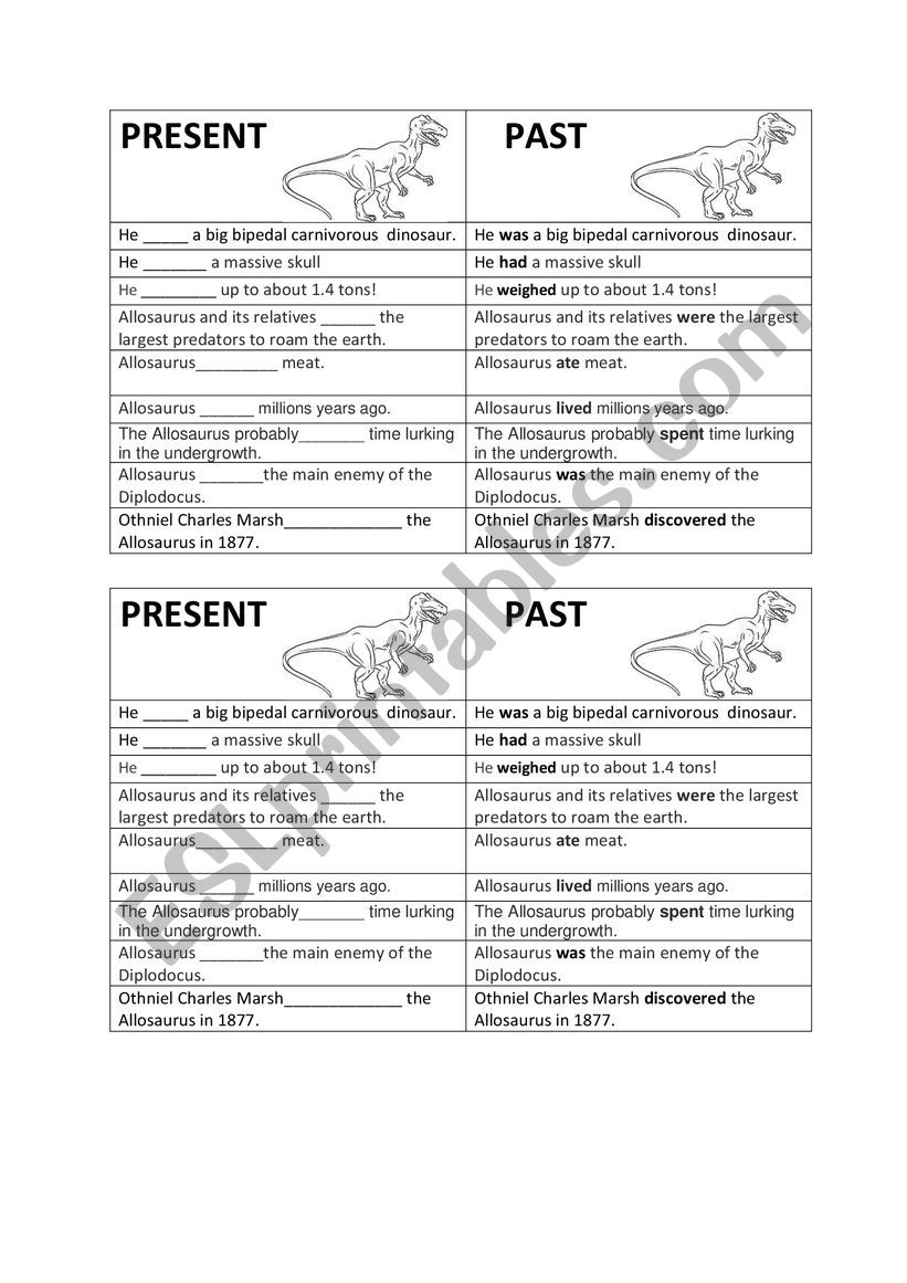 PRESENT VS PAST  worksheet