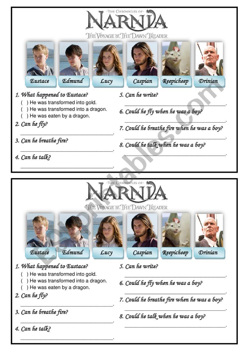 Narnia worksheet