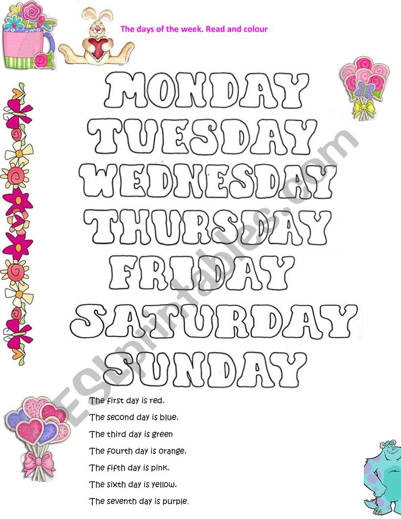 days of the week worksheet